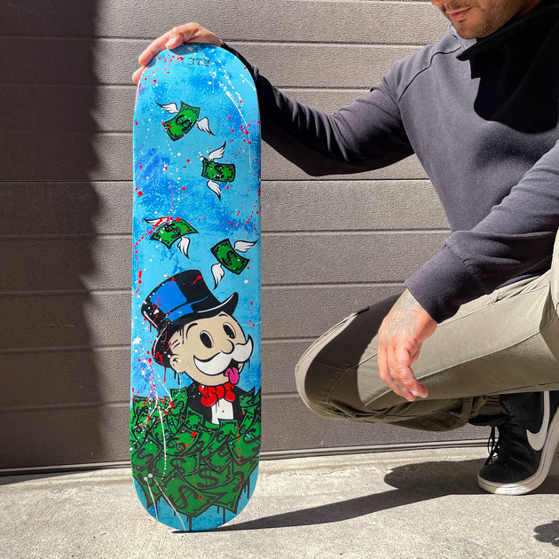 2 2024 x Hand Painted Skateboard Decks - design is copied from Alec Monopoly