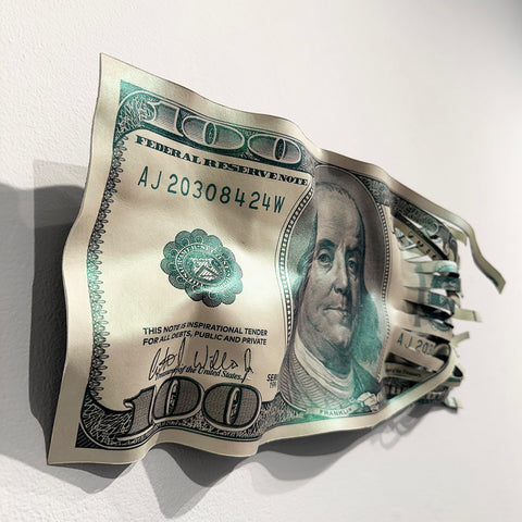 Arthur J. Williams Jr. art for sale - Shredded hundred dollar bill art - Green