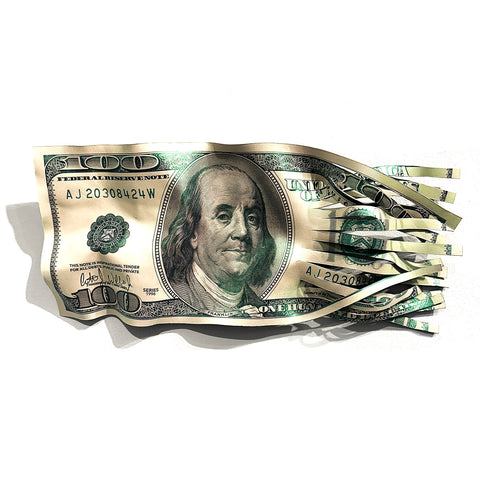 Arthur J. Williams Jr. art for sale - Shredded hundred dollar bill art - Green