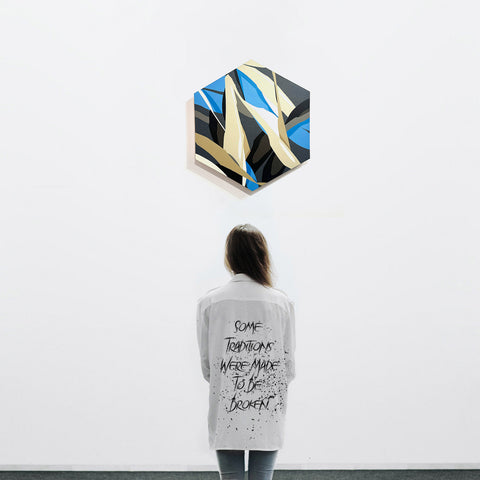 Blue Hex 1 by Chicago artist Ruben Aguirre - Hexagon art