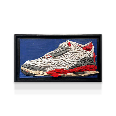 Jordan shoe art out of popsicle sticks by Roger J. Carter - Chicago art gallery 0