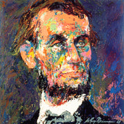 Colorful portrait painting by Leroy Neiman of Abraham Lincoln with abstract style