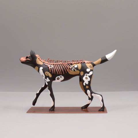 Lycaon wolf Sculpture by Virginie Gribouilli