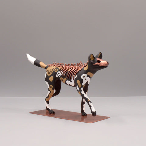 Lycaon wolf Sculpture by Virginie Gribouilli