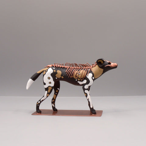 Lycaon wolf Sculpture by Virginie Gribouilli