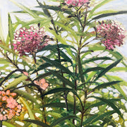 Pink flowers and green leaves by artist Michel Henry