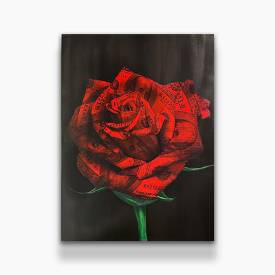 Benjamin Rose - Red by Arthur J. Williams Jr. - Money Rose Art - Artist Replete - Money Art
