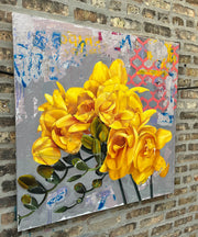 Yellow Flowers on Concrete by Chicago artist Mark Cesarik - Artist Replete
