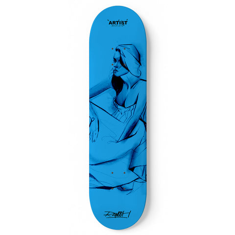 Chicago artist Rawooh Feeling Blue, Skateboard Artwork Release - Artist Replete